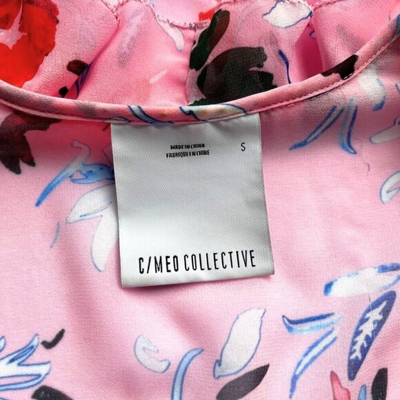 C/MEO COLLECTIVE THE MUPPET RUFFLE BLOUSE IN FLORAL PINK - S - Picture 7 of 9
